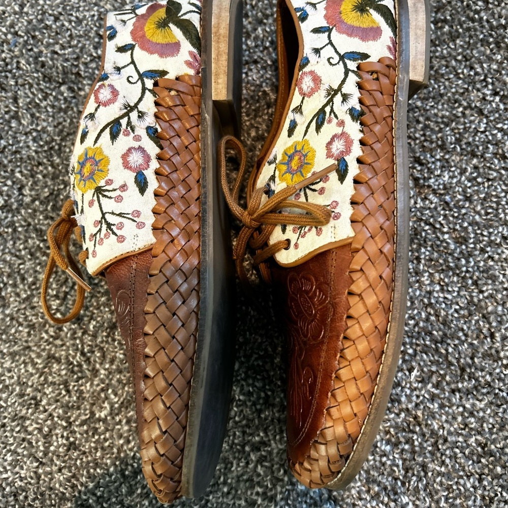Laidback London Coriander Oxfords Womens Size 41 Brown Leather Hand-Embroidered - Picture 3 of 9